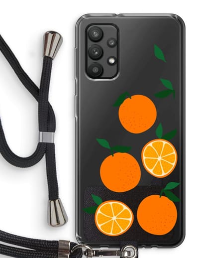 Case Company® - Hoesje met koord geschikt voor Samsung Galaxy A32 4G hoesje met Koord - Will you be my clementine - Telefoonhoesje met Zwart Koord - Bescherming aan alle Kanten en Over de Schermrand