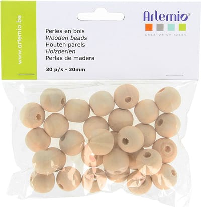 Artemio 30 ronde houten kralen 20 mm
