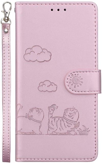 Dailygoods- Beschermhoes Schokbestendig - Telefoonhoesje met Polsband - Kaartenvak - RFID-Blokkering - Oppo Reno 14 FS - Elegant Design met Reliëfdruk - Telefoonhoes