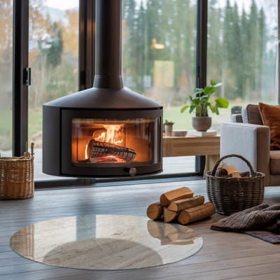 Coloray Vloerplaat Houtkachel - Vloerplaat voor Houtkachel - 100 cm x 100 cm - Vloerplaat Open Haard - Beige Vloerplaat Kachel - Verwarmingsaccessoires - Plaat voor Onder Kachel - Kachel Vloerplaat - Vloerplaat Voor Kachel