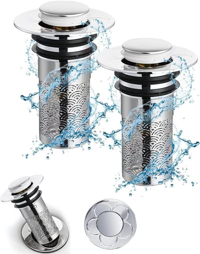 Universele Afvoerstopper Set van 2 Stuks, Push Type, Anti-Verstopper voor Keuken en Wastafel, Ideaal voor Afvoer en Strainer