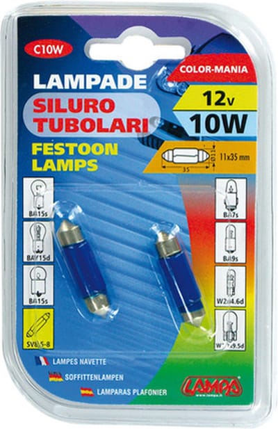 11x35 mm Buislamp C10W blauw 10W