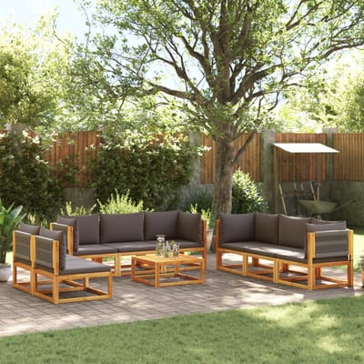 vidaXL - 9-delige - tuinbankset - met - kussens - acaciahout - & - touw