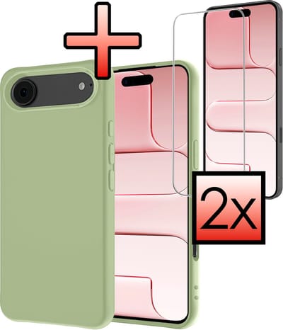 Hoesje - Met 2x Screenprotector - Geschikt voor Apple iPhone Air - Sterk & Shockproof - Back Cover - Siliconen Case - Telefoon Hoes - Groen
