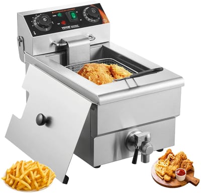 Commerciële Elektrische Friteuse - Basis Type - 9L - RVS Deep Fryer - Enkel Mandje - Timer & Temperatuurregeling - Snelle Verwarming - Eenvoudig Schoon te Maken