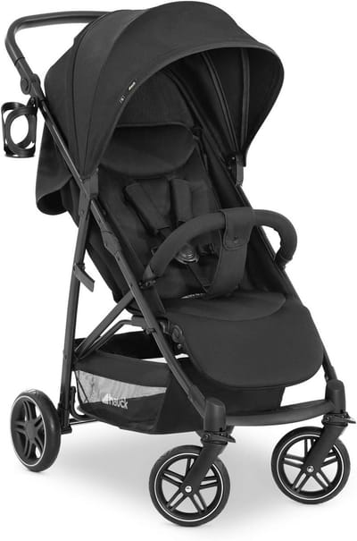 Buggyset met ligstand voor newborns tot 25 kg - Inklapbare en verstelbare duwstang, UV-bescherming, compact vervoer - zwart