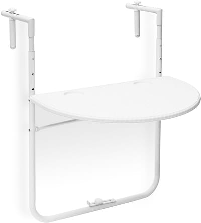 balkontafel hangend - inklapbaar - verstelbaar 3 hoogtes - 60 x 40 cm - wit