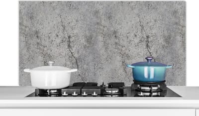 Spatscherm keuken 120x60 cm - Kookplaat achterwand Beton - Muur - Industrieel - Patronen - Muurbeschermer - Spatwand fornuis - Hoogwaardig aluminium