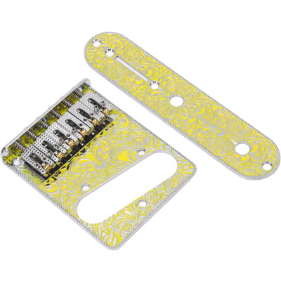 6-Snarige Zadeltje Brug Elektrische Gitaar Brug Decoratie met Bedieningsplaat voor TL Elektrische Gitaar yellow