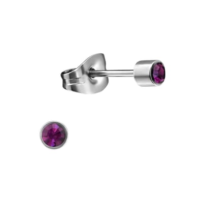 Aramat Jewels | Oorbellen | Mini oorstekers lavendel kristal – 3mm RVS | | | |3mm | Staal | Kinderen, Volwassenen | Verkleurd niet