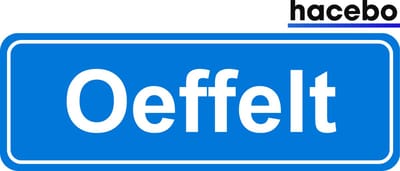 Hacebo - Plaatsnaam Sticker - 29x10 CM - Oeffelt sticker - Verkeersborden sticker - grappige cadeaus - Oeffelt