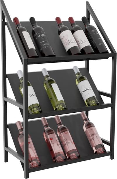 MetaloPro Wijnrek Bordeaux – Zwart Metalen Flessenrek Voor 21 Wijnflessen, Robuust Design, Ideaal Voor Keuken, Kelder Of Bar – 95x60x30cm