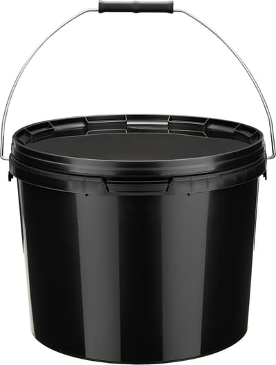 1x stuks - 10 L - Garronda Emmer Met Deksel - Verpakkingsemmer - Emmertje - Rond - Zwart - GD-PL-BIS-Black