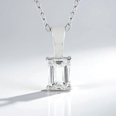 Cavill - Zilveren Halsketting 925 Sterling Zilver Platinaverguld - 1.374 ct Achthoekige Cambodjaanse Zirkoon - Elegant Minimalistisch