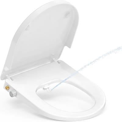 D-Vormige Toiletemmer met Bidet en Softclose Mechanisme - Zelfsluitend Toiletbril met Dubbele Sproeiers voor Optimale Hygiëne
