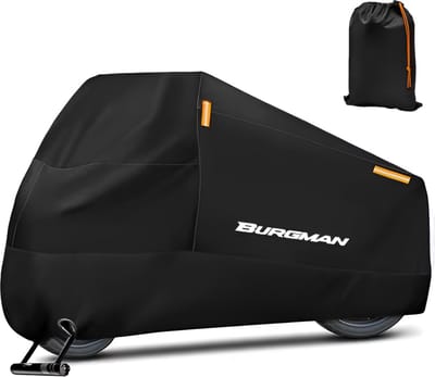 E-shop4u® - Motorhoes - Waterdicht - Outdoor Regen Protector Covers - UV Bescherming - Burgman 400/650/125 - S for 140-150cm - Zwart Met logo