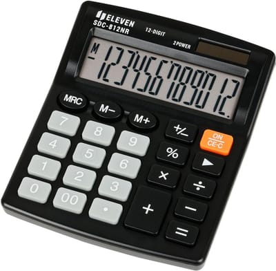 Tafelrekenmachine - Bureau Calculator - Dagelijks Gebruik - Solar Batterij - 12 Cijfers - Zwart