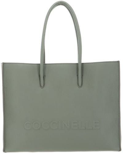 COCCINELLE Leren handtas Myrtha Maxi Log Handbag Grained Leather Greenery / Rosette Lichtgroen