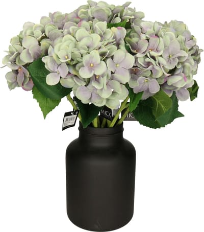 Mica Decorations Kunstbloem - 5x - Hortensia tak - lichtblauw - 51 cm - losse steel - Kunst zijdebloemen