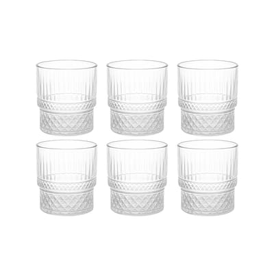 Korte Geribbelde Drinkglas - 213ml - Set van 6 - Cocktailglazen - IJskoffieglazen - Drinkglazen