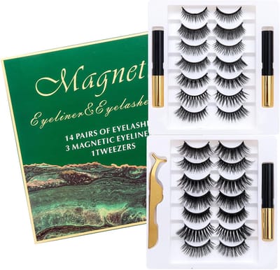Magnetische Wimpers - Magnetische Eyeliner en Kunstwimpers Kit - 14 Pairs 3D Herbruikbare Natuurlijke Loonip Wimpers - 3 Speciale Waterdichte Magnetische Eyeliner - Geen Lijm Nodig