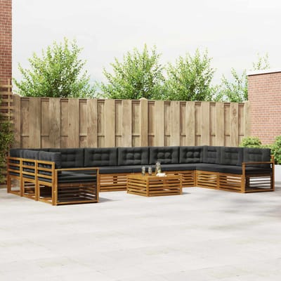 vidaXL - Sofa-Sets - 11 - st - Natuurlijk - en - Antraciet - Massief - Acacia - Hout