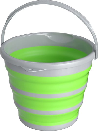 Intirilife Emmer opvouwbaar 10 liter in Groen - Grijs - 34 x 33 x 25 cm - Opvouwbare emmer voor schoonmaken wateremmer praktisch en opvouwbaar ideaal voor onderweg of thuis