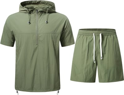 YOUTHUP Heren Ruimvallend Set - Capuchon en Trekkoord - Korte Mouw met Korte Broek - M