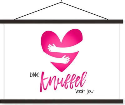 Posterhanger incl. Poster 60x40 cm - Schoolplaat - Beterschap - Quotes - Knuffel - Textielposter - Zwarte latten