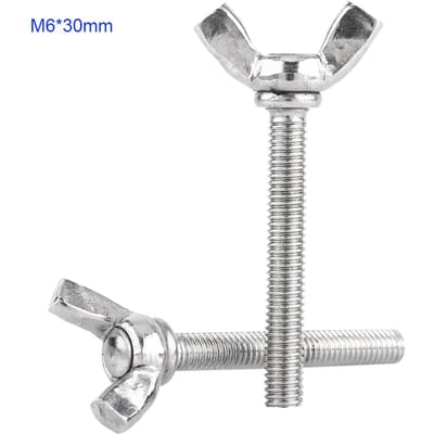 Lot de 5 boulons papillon à ailettes M6 en acier inoxydable 304 argenté DIN316 (M6*30)