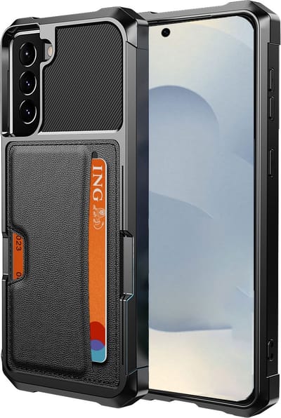 Geschikt voor Samsung Galaxy S25 - Pasjes houder Hoesje – Pasjes houder Hoesje - Heavy Duty Case - Magnetisch Portemonnee Hoesje Cover - Zwart