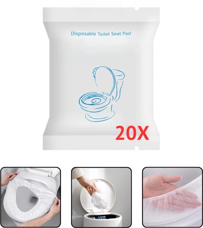 Wegwerp Toiletbrilhoes – Hygiënisch & Individueel Verpakt - Waterdichte Niet-Geweven Beschermhoes – Reistoilet Zitkussen voor Hotel & Openbare Toiletten – 20 Stuks