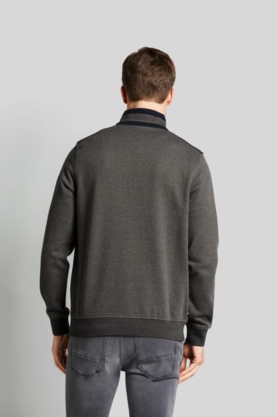 Bugatti Herren Sweattroyer met fijn houndstooth-patroon