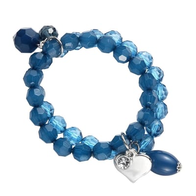 Behave - Blauwe rekarmband met hart hangertje - Romantische stijl