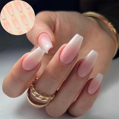 GEAR3000® plaknagels zelfklevende D - press on nails - ombre - nepnagels met lijm en nagelvijl - 24 stuks