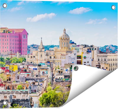Gards Tuinposter Havana Stad in Cuba - 50x40 cm - Tuindoek - Tuindecoratie - Wanddecoratie buiten - Tuinschilderij