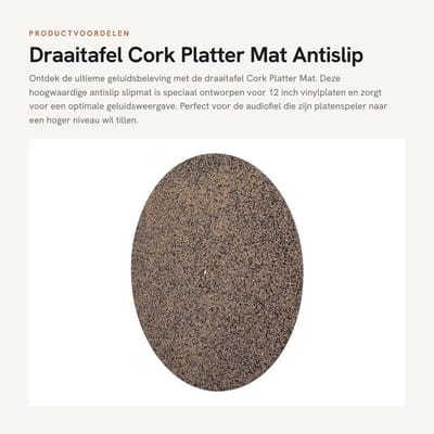 Dailygoods- Platter Mat Schokbestendig - Antislip Slipmat - Kurk - 12 Inch - Vinylplaten - Duurzaam en Antistatisch - Recordpad