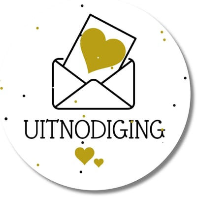 Uitnodiging stickers - Uitnodiging envelop stickers met gouden hartjes - 20 stuks - 4 cm