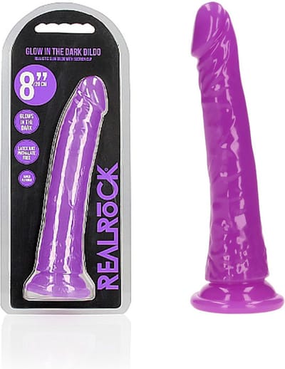 Realrock Glow In The Dark 8″ Dildo (Purple) - realistisch