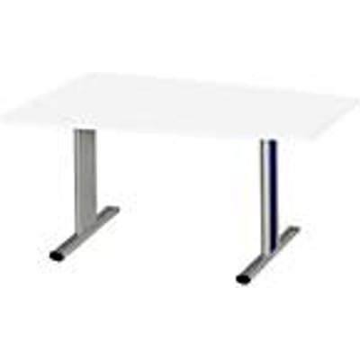 Schäfer Shop  Select Vergadertafel Planova, tonvormig, 1400 x 800/1000 mm, wit, accentlijst gentiaanblauw