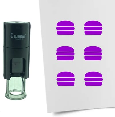 CombiCraft Stempel Hamburger 10mm rond - paarse inkt