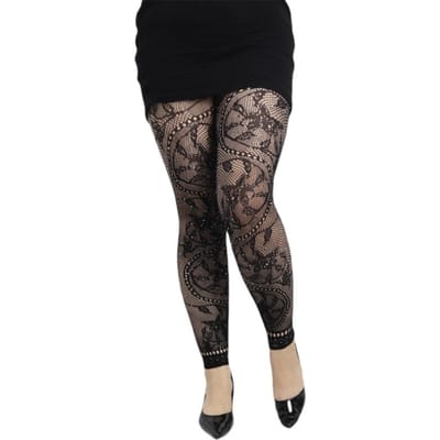 Collants Leggings Fishnet sans pieds pour femmes Taille Haute Strass Paillettes Motif Rétro Coloré Pour Poids 45-85 Kg No Rhinestone gray