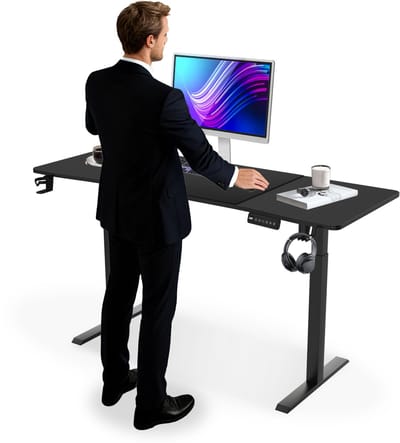 ACXIN Elektrisch Verstelbaar Bureau met Type-C Laadpoort - Zit Sta Bureau met Memoryfunctie - Bekerhouder en Koptelefoonhaak - 120x60cm - Zwart