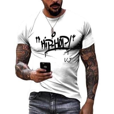 Mode Nouveau T-shirt Homme Impression 3D Hip Hop Drôle Été Homme Décontracté Street Style Tendance Personnalité Col O Manches Courtes Tops 6XL black