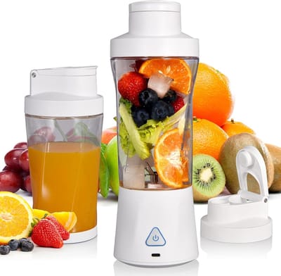 Crystal Look Draadloze Draagbare Blender (24 oz/Wit) - 360W + 6000mAh + 6 Scherpe Messen + Zelfreinigend BPA-vrij - Snoerloze Citruspers / Smoothie Maker / Sappers / Mini Blender - Ideaal voor Thuis, Reizen, Kamperen & Vers Sap Genot