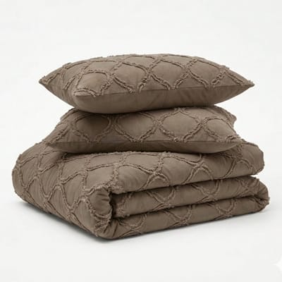 Decoware Dekbed zonder Overtrek 140x200 cm - Easy Tufted Curve Taupe - Hoesloos Dekbed Wasbaar - Incl. Kussensloop - All Season - Eenpersoons