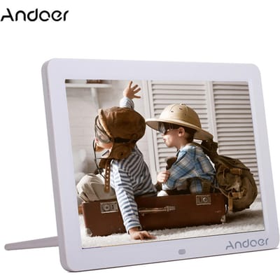 Andoer 12  large écran HD LED cadre photo numérique Album numérique haute résolution 1280*800 UK Plug blanc