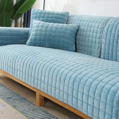 Zachte Velvet Bankhoes Voor Bank Anti-Slip Bankhoes Voor Woonkamer Mode Effen Kleur Verdikken Flanel Pluche Bankhanddoek Pillowcase 45x45cmx1 blauw