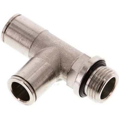 10mm x G3/8'' rechte hoek T-stuk Messing Insteekfitting Buitendraad Draaibaar NBR