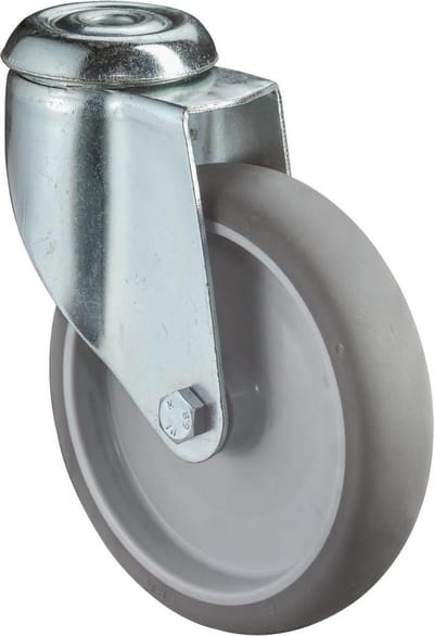 Zwenkwiel 125Mm Rubber Grijs